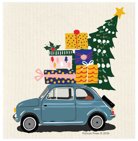 Swedish Cloth - Car with Gifts & Tree